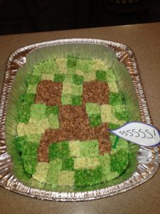 creeper minecraft rice krispie treats