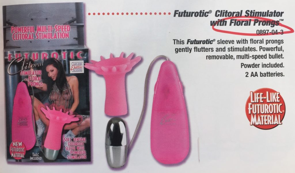12 Futurotic Clitoral Stimulator with Floral Prongs Corded bullet with futurotic sleeve that looks like a facehugger from Alien