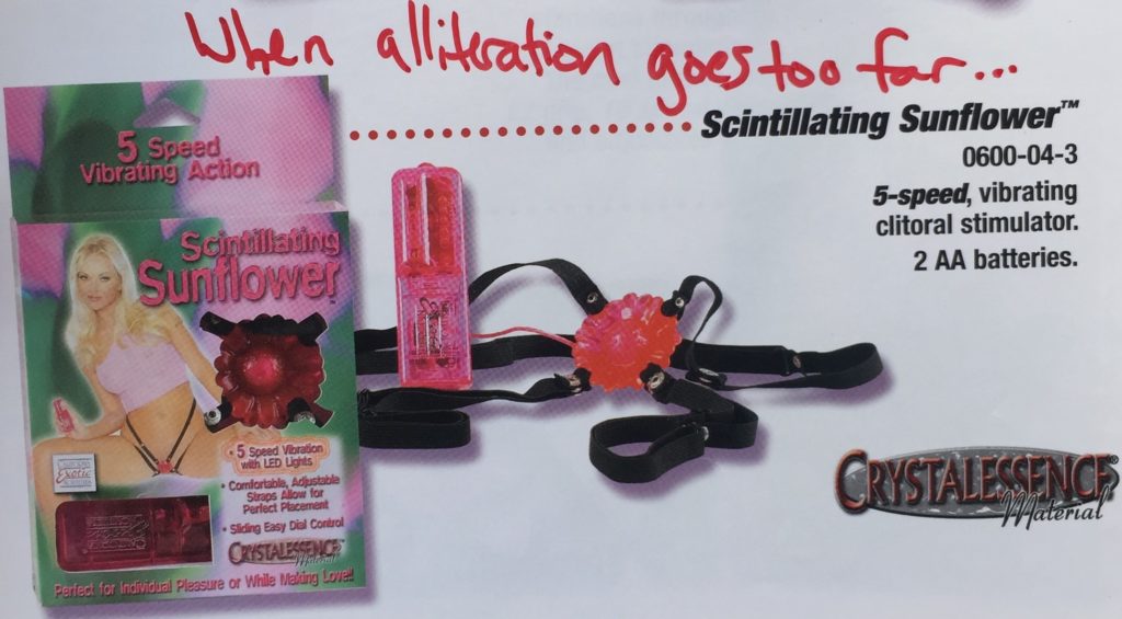 38 Scintillating Sunflower strappy "hands-free" jelly vibrator shaped like a pink flower